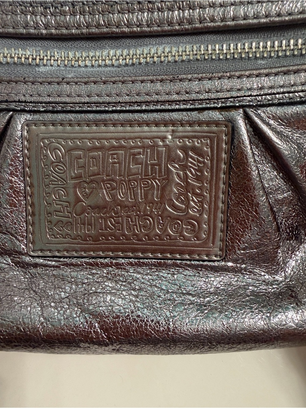 Coach Poppy Metallic Pewter Wristlet with Silver Hardware - Picture 2 of 7